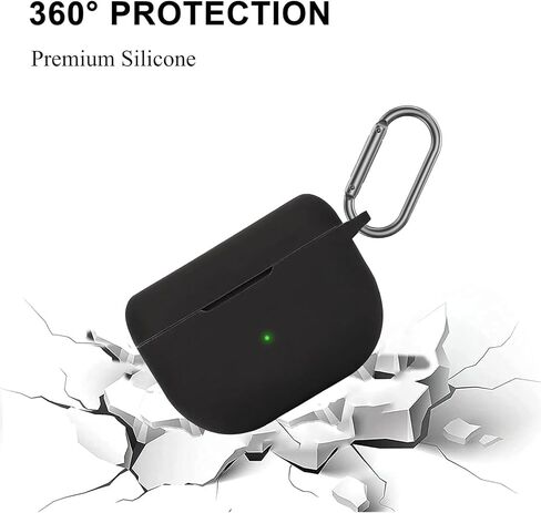 Silicone Case Compatible with Jabra Elite 10/ Jabra Elite 8 Active/Jabra Elite 8 Active Gen 2/ Jabra Elite 10 Gen 2, Shockproof Protective Earbuds Cover with Keychain Accessories (Black) in Kuwait