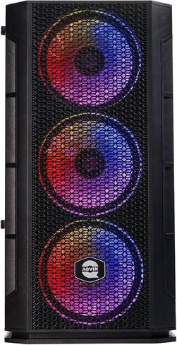 AQ10 Gaming PC Tower with Intel Core i7 Up to 4.0Ghz, RX 580 8GB GDDR5 Graphics Card, 1TB SSD 32GB RAM Memory, RGB Fans, Windows 10 Pro - Black in Kuwait