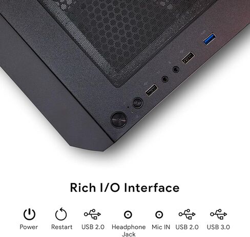 AQ10 Gaming PC Tower with Intel Core i7 Up to 4.0Ghz, RX 580 8GB GDDR5 Graphics Card, 1TB SSD 32GB RAM Memory, RGB Fans, Windows 10 Pro - Black in Kuwait