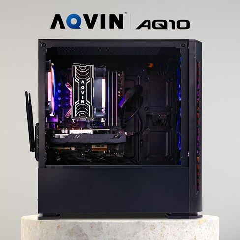 AQ10 Gaming PC Tower with Intel Core i7 Up to 4.0Ghz, RX 580 8GB GDDR5 Graphics Card, 1TB SSD 32GB RAM Memory, RGB Fans, Windows 10 Pro - Black in Kuwait