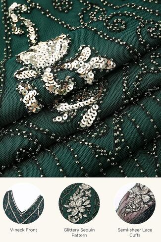 BABEYOND Great Gatsby Dresses for Women Plus Size Cocktail Dress 1920s Flapper Costume for Women Dark Green in Saudi Arabia