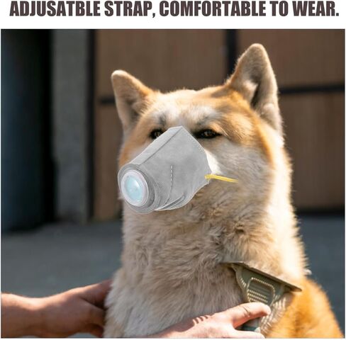 STOBOK Adjustable Dog Gas Maskss Dog Muzzle Reusable Puppy Masks Breathable Dog Mouth Protection Masks Filter Air Pollutants for Small Large Dogs L Dark Grey in Kuwait