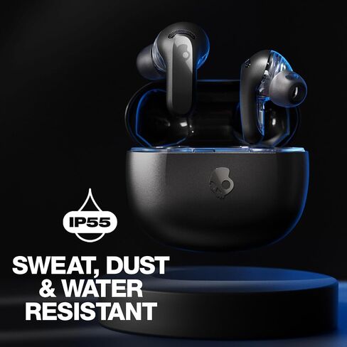 Skullcandy Rail ANC In-Ear Noise cancelling Wireless Earbuds, 27 Hr Battery, Microphone, Works with iPhone Android and Bluetooth Devices - True Black (Renewed) in Saudi Arabia