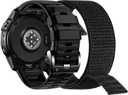 QuickFit Nylon Silicone 26 مم نطاق Garmin Fenix ​​8 51mm/Epix Pro 51mm/Fenix ​​7x/Fenix ​​6x/Fenix ​​5x/Instinct 2x/Enduro 2/3 ، Watch Silicon Hook Band for Fenix ​​5x Plus/Fenix ​​3/Descent Mk2i in Kuwait