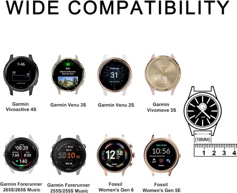 AK Leather Watch Band Compatible with Garmin Venu 3S / Vivoactive 4S / Venu 2S / Vivomove 3S, 18mm Replacement Wristband Strap for Garmin Forerunner 255s/265S Smart Watch in Kuwait