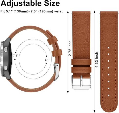 AK Leather Watch Band متوافق مع Garmin Venu 3S / Vivoactive 4S / Venu 2S / Vivomove 3S ، حزام معصم بديل 18 ملم لـ Garmin Forerunner 255S / 265S Smart Watch in Kuwait
