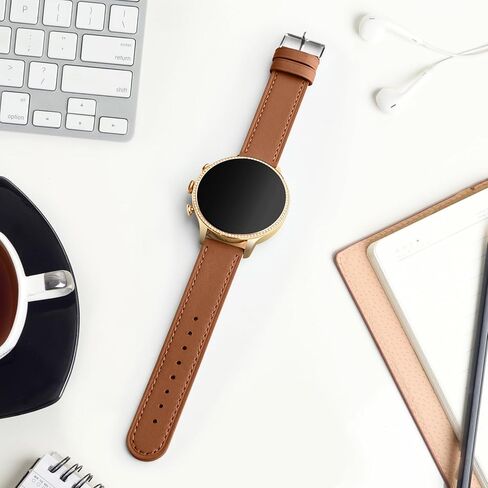 AK Leather Watch Band متوافق مع Garmin Venu 3S / Vivoactive 4S / Venu 2S / Vivomove 3S ، حزام معصم بديل 18 ملم لـ Garmin Forerunner 255S / 265S Smart Watch in Kuwait