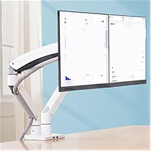 F195A Aluminum Alloy 22-32 Inch Dual LCD LED Monitor Stand Gas Spring Arm Full Motion Monitor Stand with 2 U Ports(White) in Saudi Arabia