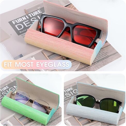 ANLIOTO 3 Pack Eyeglass Case Hard Shell, Vintage Lightweight Glass Case with Cleaning Cloths, Portable Protective Case for Women, Men in Kuwait