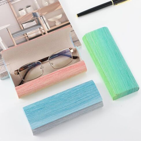 ANLIOTO 3 Pack Eyeglass Case Hard Shell, Vintage Lightweight Glass Case with Cleaning Cloths, Portable Protective Case for Women, Men in Kuwait