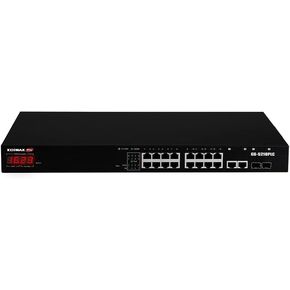EDiMAX PRO 16 + 2 Ports Gigabit POE+ Smart Managed Switch, Long Range 656 Ft (200M), Up to 30W Per Port (Total Power Budget: 280W) 280W Total with 2 RJ45/SFP Combo Ports, Surveillance - GS-5216PLC
