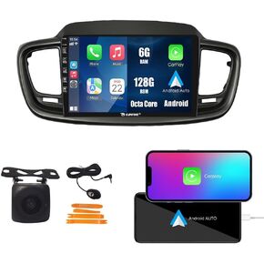 Kunfine Car CarPlay Android Auto Navigation Stereo GPS Radio Reverse Camera Display 10" IPS Touchscreen Headunit Tablet Pad Media Player for Kia Sorento 2014-2017, if Applicable Octa Core 6G+128G