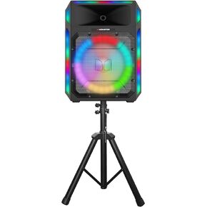 Monster X6 All-in-One Bluetooth Speaker System, Party Speaker, PA | 600W Power, 15" Sub | Beat Synced LED Lights, All Terrain Wheels, TWS Pairing, App Control | Includes Adjustable Tripod & Microphone