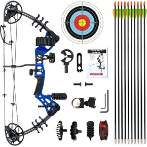 Youth Compound Bow Set 15-45 Lbs for Teens and Beginner, Package with Archery Hunting Equipment, Max Speed 260fps, Adjustable, Right Hand