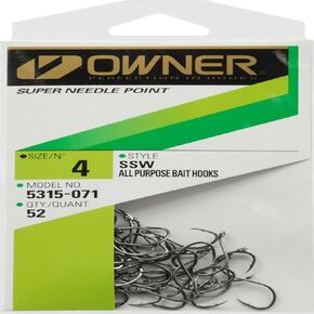 Owner SSW Needle Point Hooks: Black #4 Pro Pk