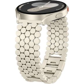 Minyee Compatible with Samsung Galaxy Watch 7 6 5 4 FE 40mm 44mm/Watch 6 Classic 43mm 47mm/Watch 5 Pro 45mm Bands for Women, 20mm Dressy Metal Gold Chain Honeycomb Luxury Chic Link Bracelet Strap