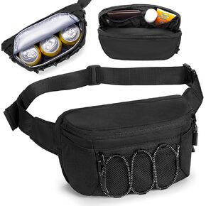 Fanny Pack Cooler, Insulated Waist Pack Snack Bag, Portable Hip Pack for Beach, Camping and Hiking, Black