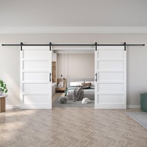 Fredbeck Double 48X80 White Barn Door (96 barn Door with 16ft Hardware kit inlcuded