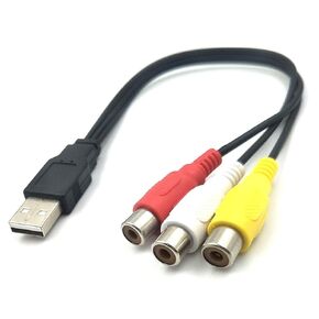 USB to 3RCA Cable, USB A 2.0 Male to 3 RCA Female Video Audio Capture Card AV Composite Adapter Cord Cable for PC,MAC,AV, HDD and DVR (1-Pack)