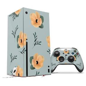 WraptorSkinz Skin Decal Vinyl Wrap compatible with the XBOX Series X Console and Controller - Poppy Orange Light Blue (GAMING CONSOLE NOT INCLUDED)