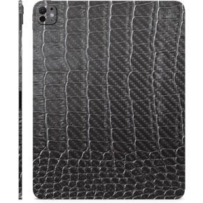 الجلد الألياف الكربونية متوافقة مع Apple iPad Pro 13 (M4) 2024 - Black Gator Skin - Premium 3M Vinyl Protection Cover - من السهل تطبيق | مصنوع في الولايات المتحدة الأمريكية من قبل Mayyskins