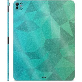 Glossy Glitter Skin Compatible with Apple iPad Pro 13 (M4) 2024 - Blue Green Polygon - 3M Vinyl Protective Decal Cover - Easy to Apply | Crafted in The USA by MightySkins