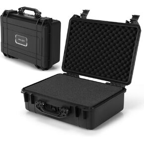 COSTWAY Waterproof Hard Case, 22-Inch Multi-Purpose Small Camera Dry Box with DIY Customizable Foam Insert, IP66 Rated Dustproof Shockproof, Portable Protective Case for Electronics, Drones, Black
