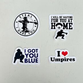 Pack of 4 I Love Umpires, I Got You Blue, Baseball Catcher, Softball Catcher Sticker for Catchers Helmet Durable and Waterproof Vinyl Sticker 2 Inches