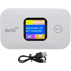 4G 5G Mobile Hotspot Portable WiFi Router with 2100mAh Battery & LED Display Up to 300Mbps for Travel Camping Home Office