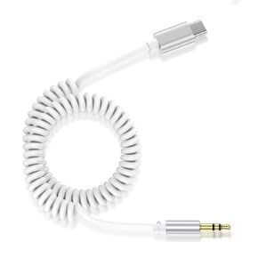 Aux Cord to iPhone 16, 6FT Coiled USB C to 3.5mm iPhone 16e Audio Aux Jack Cable Car Stereo Cable for iPhone 16 Pro Max 16e 16 Plus 16 Pro 16 15 Pro Max/Plus 15, Type C to 3.5mm Headphone Jack Adapter