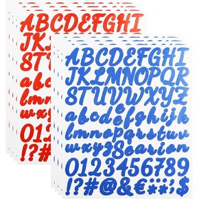 1 Inch Letters Stickers, 608 Pieces Cursive Alphabet Number Symbol Stickers, Self Sticky Vinyl Letter Sticker Decals for Scrapbooking, Sign, Water Bottle, Blue & Red