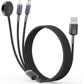 Gifts for Women Multi Charging Cable for Apple Watch Charger 3 in 1 Travel Essentials USB Cable for Multiple Devices Compatible with Phone 16 15 14 & Watch Ultra/SE/10-1 Birthday Gifts White-4FT