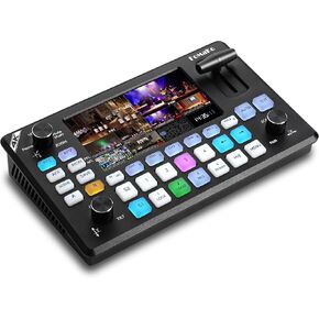 FoMaKo Video Mixer Switcher, 5.5 Inch FHD LCD Screen, 4-Channel HDMI Live Streaming Switcher, 1080p 60FPS USB Video Recording, USB3.0 HDMI Video Switcher (Does not Support 4K) KC601 Pro