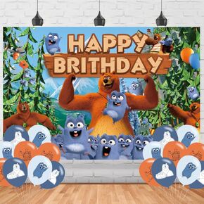 Grizzy and The Lemmings Birthday Party Backdrop, Grizzy and The Lemmings Birthday Party Decoration, Grizzy Themed Birthday Banner Shoot Photo Backgrounds Props for Party 5x3ft