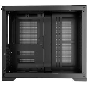 Happybuy Dual-Chamber Gaming PC Case with Tempered Glass - Supports 410mm GPUs, ATX/M-ATX/ITX Motherboards, Magnetic Dust Filters & Advanced Cable Management (No Fans Included)