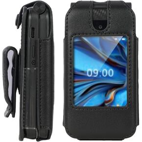 BELTRON Leather Case for Consumer Cellular Iris Easy Flip Phone (2024) / Boost Mobile Summit Flip 4G (SL006D) Form-Fit Cover with Secure Fit, Rotating Belt Clip, Screen & Keypad Protection