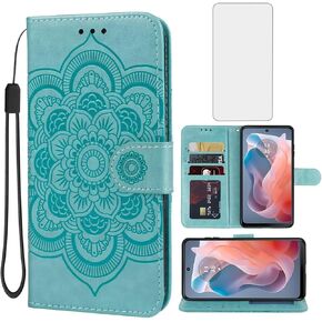 Case for Moto G Play 2024 4G / Moto G Play Gen3: Flip Case with Tempered Glass Screen Protector, Leather Wallet, Kickstand, Magnetic Closure Cover for Motorola Moto G Play 2024 Brown