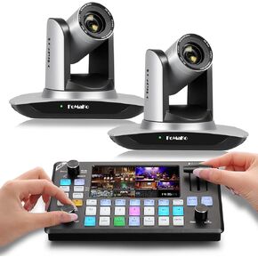 Fomako AI Auto Tracking HDMI PTZ Camera ، 20x Optical Zoom ، KC602 Video Mixer Switcher ، للكنيسة ، أحداث إطلاق المنتجات البث المباشر (FMK12UHX2+KC602)