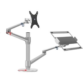 Height Adjustable Desk Dual Arm 17-32" Monitor Stand + 12-17" Laptop Stand(OL-3L-S)