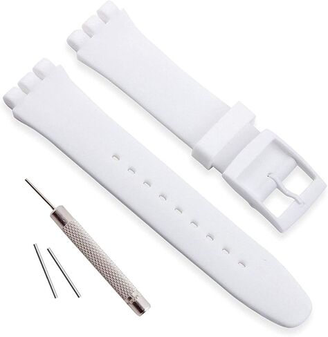 Green Olive Replacement Waterproof Silicone Rubber Watch Strap Watch Band for Swatch (17mm 19mm 20mm), Black, 20mm, Casual in Saudi Arabia