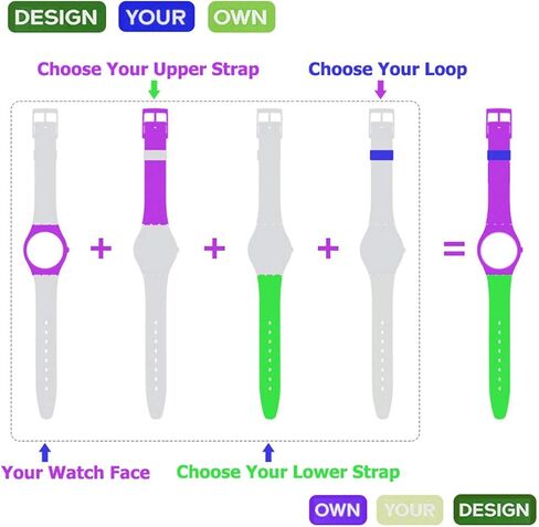 Green Olive Replacement Waterproof Silicone Rubber Watch Strap Watch Band for Swatch (17mm 19mm 20mm), Black, 20mm, Casual in Saudi Arabia