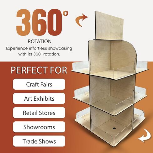 Versatile 4-Sided Rotating Display Stand for Candy, Snacks, Jams, Produce and More - Ideal for Craft Shows, Farmers Markets, and Retail Stores - 12 Shelves, Heavy-Duty Design, Easy Setup (Black) in Kuwait
