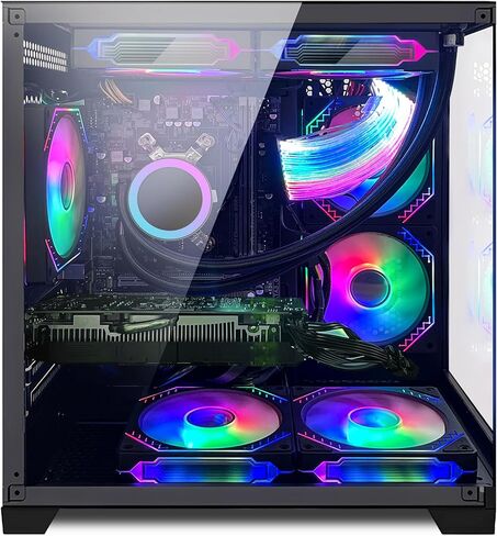 Panorama Gaming PC سطح مكتب - AMD R5 5500 3.6GHz CPU ، NVIDIA RTX 3050 6G ، 16GB DDR4 RAM 3200 ، 1TB M.2 PCIE + 1TB SATA SSD ، 240MM AIO ، 11AC WI -FI ، Windows 11 Pro ، Computer ، Black ، Black in Kuwait