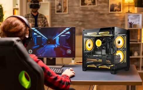 Panorama Gaming PC سطح مكتب - AMD R5 5500 3.6GHz CPU ، NVIDIA RTX 3050 6G ، 16GB DDR4 RAM 3200 ، 1TB M.2 PCIE + 1TB SATA SSD ، 240MM AIO ، 11AC WI -FI ، Windows 11 Pro ، Computer ، Black ، Black in Kuwait