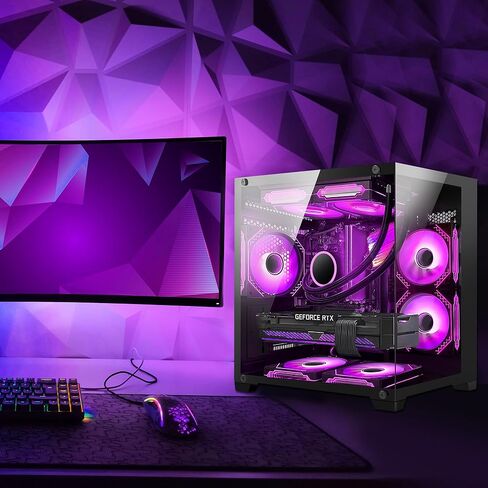 Panorama Gaming PC سطح مكتب - AMD R5 5500 3.6GHz CPU ، NVIDIA RTX 3050 6G ، 16GB DDR4 RAM 3200 ، 1TB M.2 PCIE + 1TB SATA SSD ، 240MM AIO ، 11AC WI -FI ، Windows 11 Pro ، Computer ، Black ، Black in Kuwait