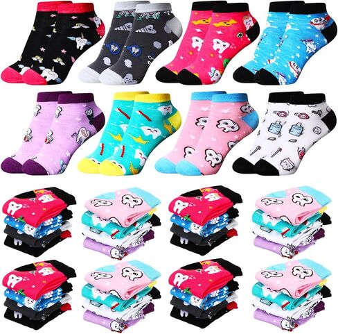 Chuarry 24 Pairs Novelty Nurse Socks for Medical Assistants Nurse Appreciation Gifts for Women Cute Occupation Medical Ankle Socks for Nurses Doctor Hospital Workers, 8 Styles, Multicolor, 6-12 in Saudi Arabia