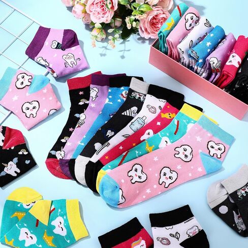 Chuarry 24 Pairs Novelty Nurse Socks for Medical Assistants Nurse Appreciation Gifts for Women Cute Occupation Medical Ankle Socks for Nurses Doctor Hospital Workers, 8 Styles, Multicolor, 6-12 in Saudi Arabia