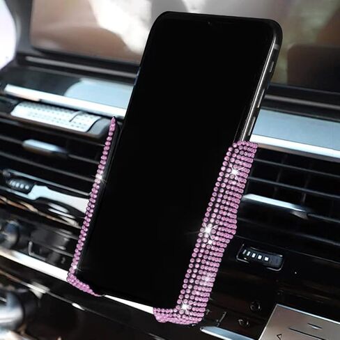 حامل هاتف Bling Car ، Crystal Rhinestone Mini Mini Dash Air Vation Hound ، 360 ° Diamond Dashield Windshield Smarthield Smart ، Universal Automotive Accessories (Pink) in Kuwait
