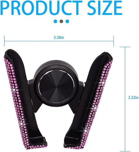 حامل هاتف Bling Car ، Crystal Rhinestone Mini Mini Dash Air Vation Hound ، 360 ° Diamond Dashield Windshield Smarthield Smart ، Universal Automotive Accessories (Pink) in Kuwait