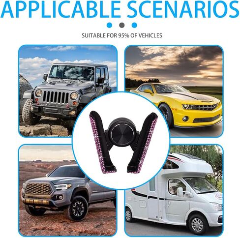 حامل هاتف Bling Car ، Crystal Rhinestone Mini Mini Dash Air Vation Hound ، 360 ° Diamond Dashield Windshield Smarthield Smart ، Universal Automotive Accessories (Pink) in Kuwait